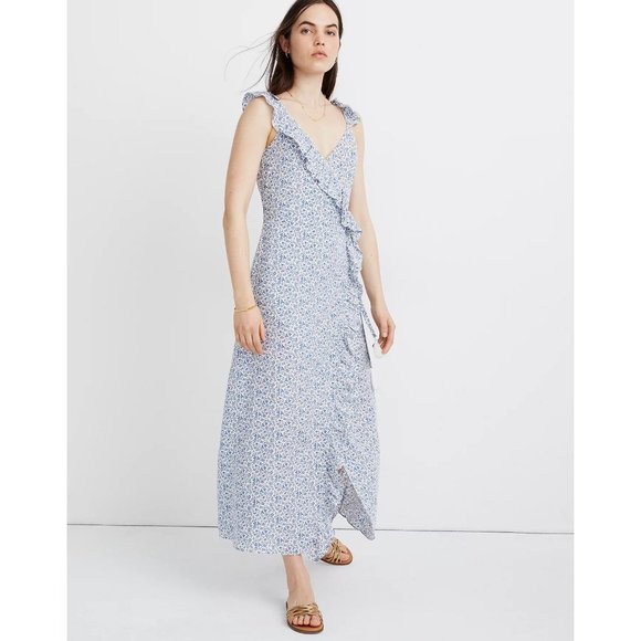 Madewell Wrap Maxi Dress in Americana Floral 10 NWT - Picture 4 of 9